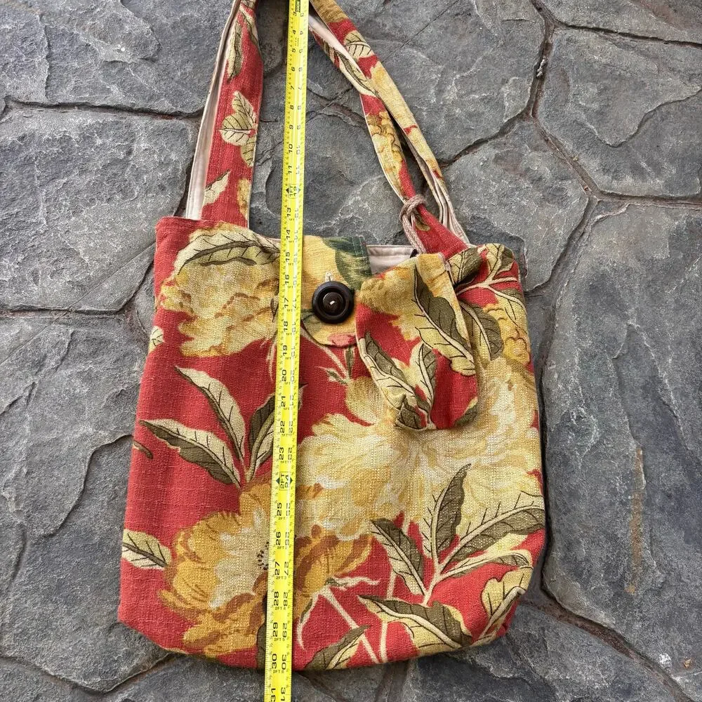 Susan Todd Bark Cloth Tote Bag from Vintage Floral Upholstery Fabric Sustainable - Picture 11 of 11